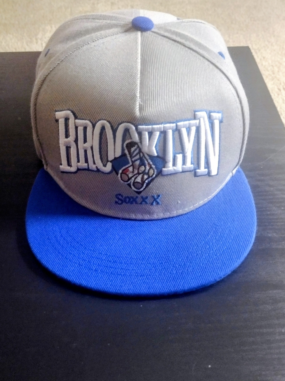 Brooklyn Snapback Hat - Grey and Blue $8
